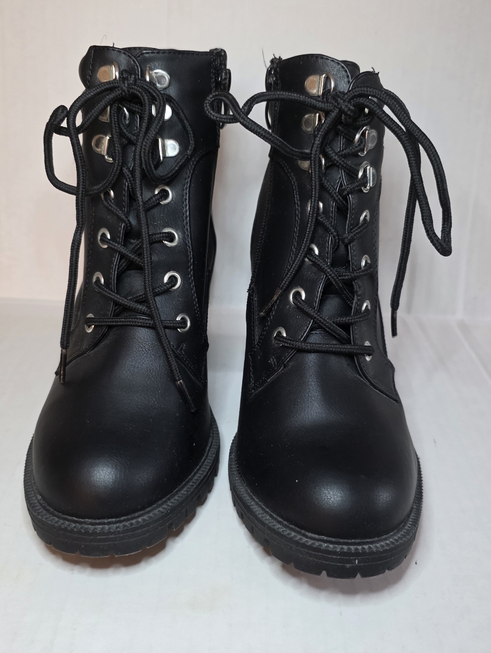 Torrid Black Faux Leather Lace-Up Hiker Boot 7.5WW